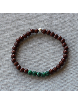 BRACELET BOIS MARRON MALACHITE