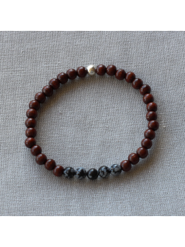 BRACELET BOIS MARRON AGATE NEIGE