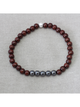 BRACELET BOIS MARRON HEMATITE