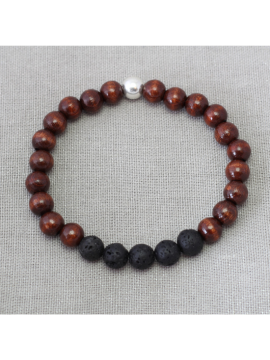 BRACELET BOIS MARRON PIERRE DE LAVE