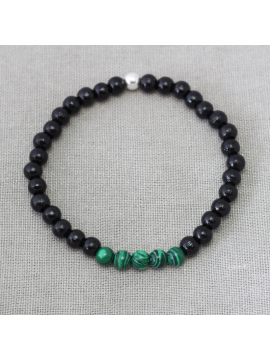 BRACELET BOIS NOIR MALACHITE