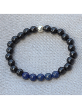 BRACELET BOIS NOIR LAPIS LAZULI